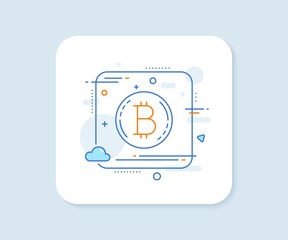 Bitcoin line icon. Abstract square vector button. Cryptocurrency coin sign. Crypto money symbol. Bitcoin line icon. Quality concept badge. Vector