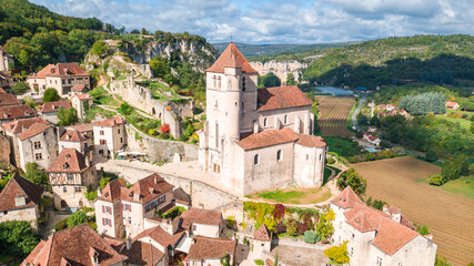 Obraz premium aerial view of medieval town in dordogne, France