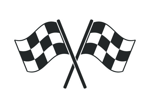 Motor sport checkered flag icon shape symbol. Finish/start check race logo sign. Vector illustration image. Isolated on white background.