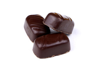 Chocolate candy isiloated on a white background. Dark Chocolate sweets