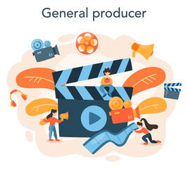 Producer concept illustration. Film and tv production. Idea