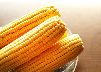 fresh corn on a table