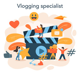 Video blogger. Share video content in the internet. Idea of social media
