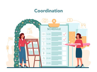 Wedding planner concept. Professional organizer planning wedding event