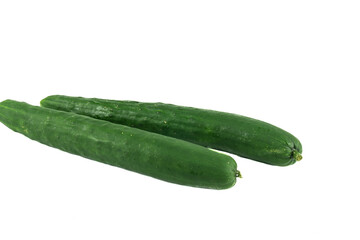 Raw fresh japanese cucumber isolated on white. Clipping path.