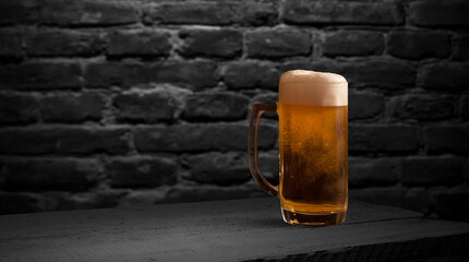 Old wooden barrel on a brown background