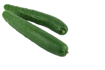 Raw fresh japanese cucumber isolated on white. Clipping path.