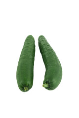Raw fresh japanese cucumber isolated on white. Clipping path.