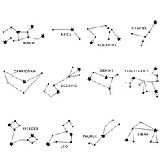 Zodiac signs icon vector set. horoscope illustration sign collection. divination symbol.