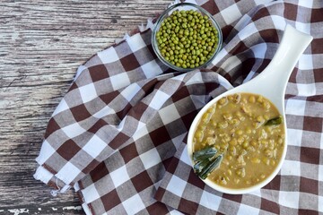 Bubur Kacang Hijau, Indonesian dessert made from mung beans cooked in coconut milk and palm sugar flavored with pandan leaves