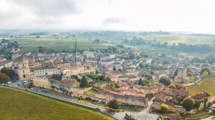 aerial view of saint emilion town, France