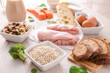 Healthy eating food. Carbs and protein for bodybuilding