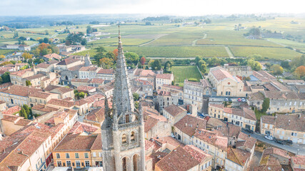 aerial view of saint emilion town, France
