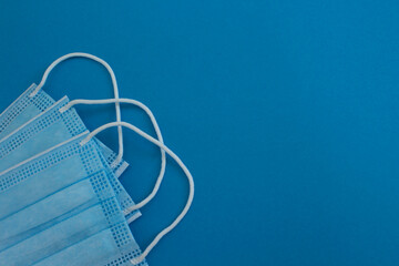 medical masks on a blue background