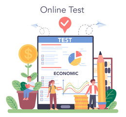 Economy school subject online service or platform. Student