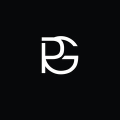 Creative Professional Trendy and Minimal Letter PG Logo Design in Black and White Color, Initial Based Alphabet Icon Logo in Editable Vector Format