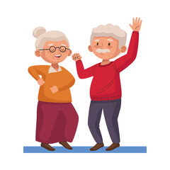 old persons couple dancing characters