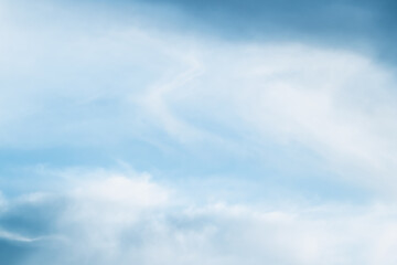 Blur light blue sky with clouds for idyllic relaxing wallpaper or background
