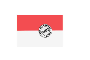 Obraz premium flag with text closed by covid 19 and corona stamp