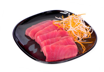 Raw tuna fish isolated on white background.