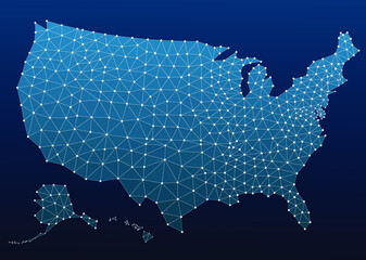 Abstract USA map network vector illustration