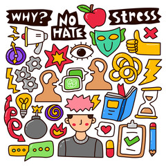 Doodle collection set of mental health element. Can use for website etc