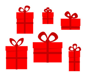 Collection of Christmas gifts on the background. Cartoon. Vector illustration.