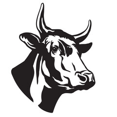 Black contour abstract illustration of bull vector