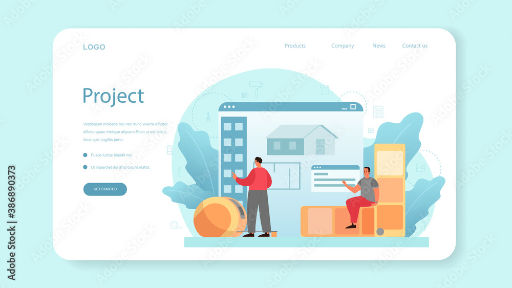 Poster architecture web banner or landing page. idea of building project