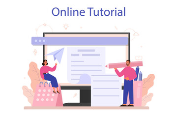 Copywriter online service or platform. Idea of writing texts,