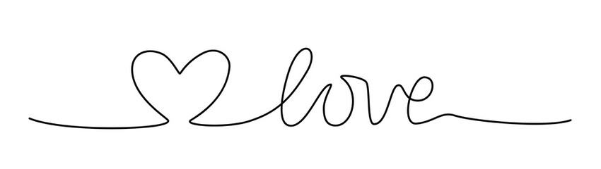 Doodle heart and word LOVE hand written scribble