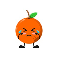 vector illustration of cute orange fruit mascot or character cry pose. cute orange fruit Concept White Isolated. Flat Cartoon Style Suitable for Landing Page, Banner, Flyer, Sticker.