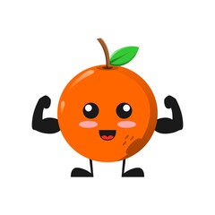 vector illustration of cute orange fruit mascot or character gym fitnes. cute orange fruit Concept White Isolated. Flat Cartoon Style Suitable for Landing Page, Banner, Flyer, Sticker.