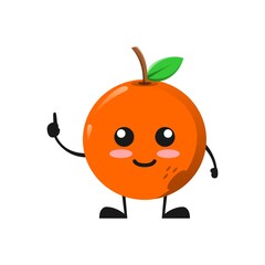 vector illustration of cute orange fruit mascot or character have good idea. cute orange fruit Concept White Isolated. Flat Cartoon Style Suitable for Landing Page, Banner, Flyer, Sticker.