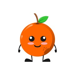 vector illustration of cute orange fruit mascot or character with smile expression. cute orange fruit Concept White Isolated. Flat Cartoon Style Suitable for Landing Page, Banner, Flyer, Sticker.