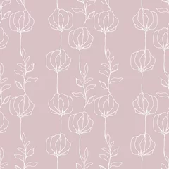 Wall murals One line Floral seamless pattern with beautiful vintage flowers