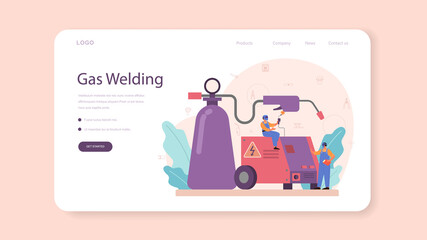 Welder and welding service concept web banner or landing page