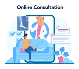 Radiologist online service or platform. Doctor examing X-ray