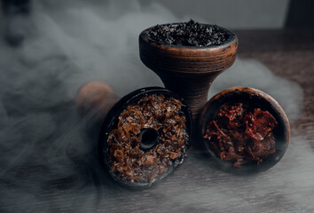 Photos of the interior and hookahs