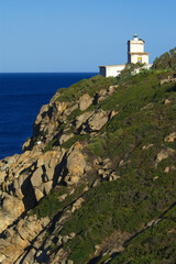 Fototapeta na wymiar capo ferrato lighthouse, Muravera, Sardinia