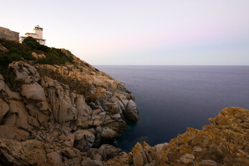 Fototapeta na wymiar capo ferrato lighthouse, Muravera, Sardinia