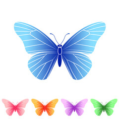 Set of beautiful colorful butterflies. Vector illustration. Isolated.	
