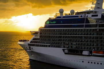 Modern luxury Celebrity cruiseship or cruise ship liner sail away departure from Key West, Florida...