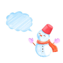 フキダシ付きの雪だるまのイラスト