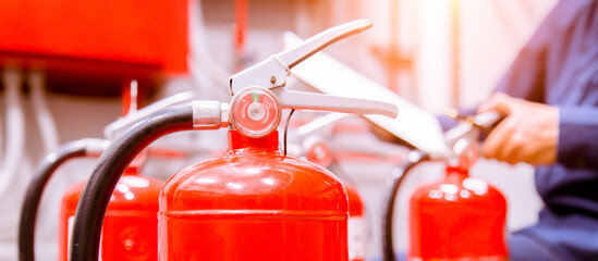 Engineer checking Industrial fire control system,Fire Alarm controller, Fire notifier, Anti...
