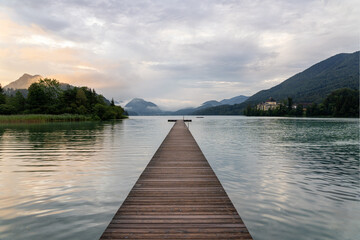Golden Hour at a Jetty at the Fuschlsee in Salzburg