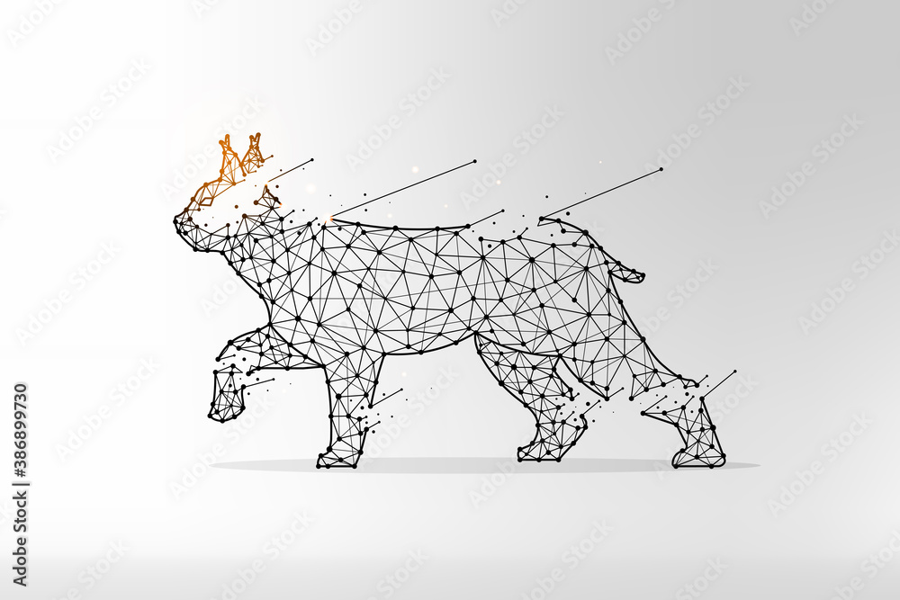 Wall mural Lynx in polygonal style. Wild cat made from lines and dots. Abstract art