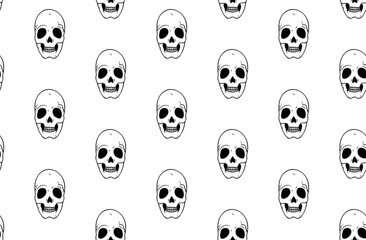 Skulls seamless pattern on white background