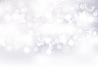 Christmas background of snowflakes and bokeh.