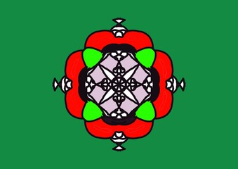 illustration of a red and green shield